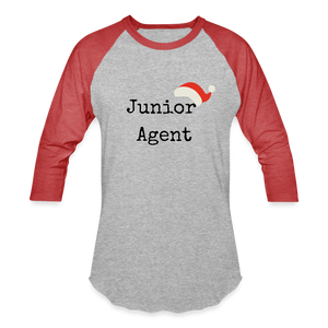 Open image in slideshow, Junior Agent ADULT SIZE Baseball T-Shirt - heather gray/red
