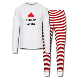 Senior Agent Adult Pajama Set - white/red stripe