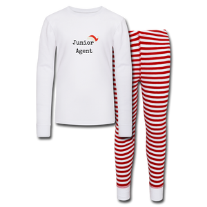 Open image in slideshow, Junior Agent Kids’ Pajama Set - white/red stripe
