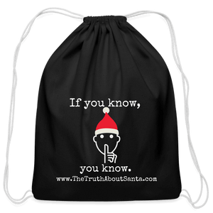 Open image in slideshow, &quot;If you know, you know.&quot;  Cotton Drawstring Bag - black
